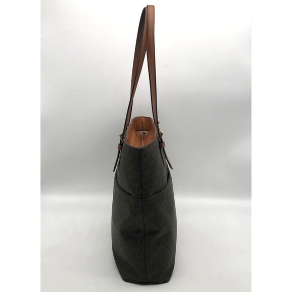 Michael Kors Brown Signature Top Zip Bedford Pocket Tote - Picture 3 of 12